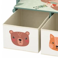 Qaba Kids Toy Box Chest, 3-in-1 Convertible Wooden Toy Storage Bench w/  2 Non-Woven Drawers, for Bedroom, Playroom, Green(m-9)