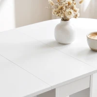 HOMCOM Folding Dining Table, Drop Leaf Table with 2 Shelves for Small Spaces, 120cm, White(m-9)