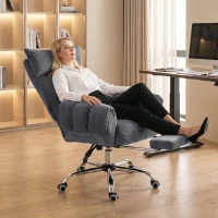 HOMCOM Criss Cross Office Chair with Flip-Up Armrests, Wide Seat, Reclining Cross Legged Desk Chair with Footrest, Dark Gray(m-9)