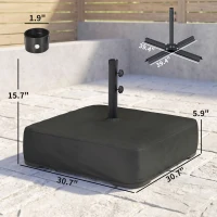 Outsunny Garden Parasol Base 176 lbs Sand Filled Heavy Duty Stand for Cantilever Umbrellas and 1.9" Poles Black(m-3)