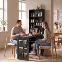 HOMCOM Foldable Convertible Writing Table with Storage Shelves, Bag, Wall-Mounted Space-Saving Computer Desk, Black(m-9)