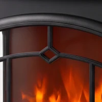 HOMCOM Electric Fireplace Stove, 725W/1450W Infrared 3-Sided Freestanding Fireplace Heater with 3D Flame Log, Thermostat, Black(m-11)