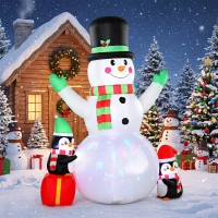 Outsunny Christmas Blow Up Outdoor Decorations, 8FT Christmas Inflatables Snowman with Colorful LED Light for Indoor(m-8)