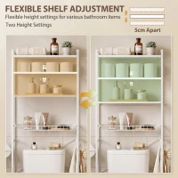 HOMCOM Over-the-Toilet Storage Shelf, 3-Tier Over-Toilet Bathroom Organizer with Adjustable Shelves and Pull-Out Basket, White(m-6)