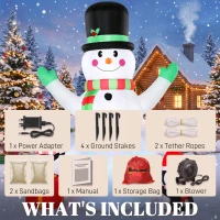 Outsunny Christmas Blow Up Outdoor Decorations, 8FT Christmas Inflatables Snowman with Colorful LED Light for Indoor(m-7)