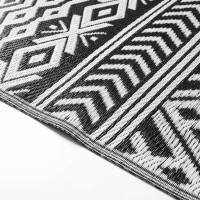 Outsunny Outdoor Rug Carpet with USB Lights Reversible Patio Rug with Carry Bag for Camping 12' x 9'(m-9)