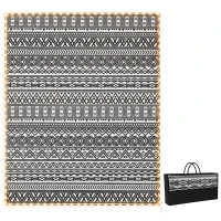 Outsunny Outdoor Rug Carpet with USB Lights Reversible Patio Rug with Carry Bag for Camping 10' x 8'(m-11)