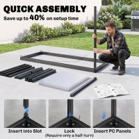 Outsunny 5.5 x 2 ft Polycarbonate Greenhouse, Quick Setup Walk in Greenhouse w/ Push Door Adjustable Roof Vent Rain Gutter, Black(m-4)