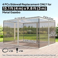 Outsunny Replacement Mosquito Netting for Gazebo 10' x 13' Black Screen Walls for Canopy with Zippers(m-3)