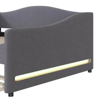 Cozy Full Size Upholstered Daybed with Twin Trundle, Ideal Sofa Bed for Overnight Guests, 79.5" L x 58.5" W x 33" H, Gray(m-5)