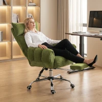 HOMCOM Criss Cross Office Chair with Flip-Up Armrests, Wide Seat, Reclining Cross Legged Desk Chair with Footrest, Green(m-9)