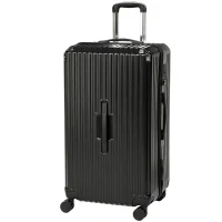 HOMCOM 28-Inch Checked Luggage, Hardside Suitcase with Cup Holder, Corner Protection, Double Spinner Wheels, TSA Lock, Black(m-13)