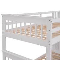 Practical Twin-Over-Twin Bunk Bed with Staircase Storage, Ideal Convertible Bunk Bed for Dorms, Children Bedrooms, 94" L x 42.5" W x 62" H, White(m-6)