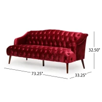 Stylish 3-Seater Sofa with Plush Accents and Smooth Upholstery, Contemporary Couch for Living Rooms, 73" L x 33" W x 32.5" H, Wine Red(m-3)