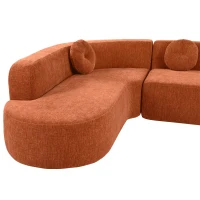 Modern-Style Sectional Sofa with Curved Corner Design, Perfect Modular Sofa for Family Gatherings, 122" L x 86" W x 27.5" H, Orange(m-5)