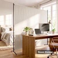 Outsunny Outdoor Privacy Screen, 5.9FT Tall Room Divider with UPF30+ Protection, Freestanding Privacy Panel, Beige(m-6)