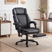 HOMCOM Massage Office Chair with Heat, 400lbs Heavy Duty Desk Chair with Adjustable Headrest, Reclining, Footrest, Black(m-9)