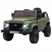 Qaba 12V Electric Car for Kids 3+ Years, Licensed Land Rover Defender Toddler Ride on Car w/ Remote Control, Green(m-1)