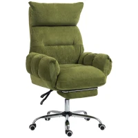 HOMCOM Criss Cross Office Chair with Flip-Up Armrests, Wide Seat, Reclining Cross Legged Desk Chair with Footrest, Green(m-1)