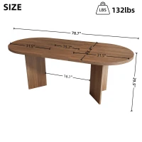 Modern Large Oval Dining Table with Double Pedestal Base, Wood Grain Kitchen Table for Kitchen, 79'' L x 35.5'' W x 29.5'' H, Walnut(m-3)