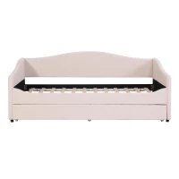 Space-Saving Upholstered Daybed with Twin Size Thurdle, Ideal Sofa Bed for Small Apartments, 79.5" L x 44" W x 33" H, Beige(m-2)