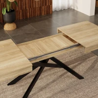 Modern Extendable Dining Table with Metal Cross Legs, Expandable Kitchen Table for Kitchen, 71'' L x 31.5'' W x 30'' H, Oak(m-8)