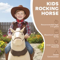 Qaba Ride on Horse, Plush Riding Pony for Ages 3-5, Walking Horse Animal with Wheels for Active Play, Brown(m-4)
