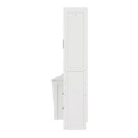 Functional Queen Murphy Bed with Side-Flip Space-Saving Design, Modern Wall Bed for Compact Bedrooms, 113.5" L x 16.5" W x 87" H, White(m-14)