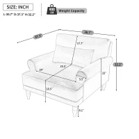 Luxurious Accent Chair with Circular Armrests and Ergonomic Lumbar Support, Cozy Lounger for Living Rooms, 36.5" L x 37.5" W x 32.5" H, Beige(m-3)