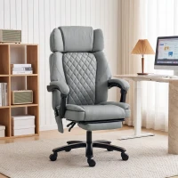 HOMCOM Massage Office Chair with Heat, 400lbs Heavy Duty Desk Chair with Adjustable Headrest, Reclining, Footrest, Light Gray(m-2)