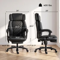 HOMCOM Massage Office Chair with Heat, 400lbs Heavy Duty Desk Chair with Adjustable Headrest, Reclining, Footrest, Black(m-3)