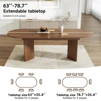 Modern Extendable Oval Dining Table with Dual-Pedestal Base, Expandable Wood Grain Kitchen Table for Kitchen, 79'' L x 35.5'' W x 29.5'' H, Walnut(m-4)