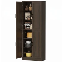 HOMCOM Freestanding Kitchen Pantry, 4-Door Kitchen Pantry Cabinet with Adjustable Shelves and Doors, Brown(m-1)