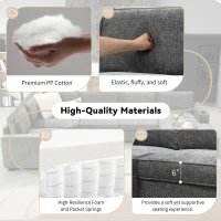Plush Chenille U-Shaped Sectional Sofa with Cup Holders, Large Deep Seat Couch for Apartment, 117.5'' L x 68'' W x 31'' H, Gray(m-7)