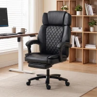 HOMCOM Massage Office Chair with Heat, 400lbs Heavy Duty Desk Chair with Adjustable Headrest, Reclining, Footrest, Black(m-10)