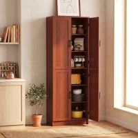 HOMCOM Freestanding Kitchen Pantry, 4-Door Kitchen Pantry Cabinet with Adjustable Shelves and Doors, Dark Brown(m-2)