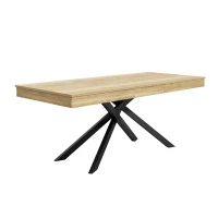Modern Extendable Dining Table with Metal Cross Legs, Expandable Kitchen Table for Kitchen, 71'' L x 31.5'' W x 30'' H, Oak(m-10)