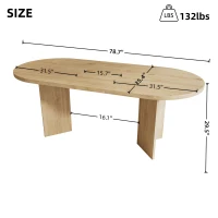 Modern Oak Oval Dining Table with Double Pedestal Base, Wood Grain Kitchen Table for Kitchen, 79'' L x 35.5'' W x 29.5'' H, Oak(m-3)