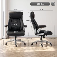 HOMCOM Ergonomic Office Chair with Inflatable Lumbar Support, 600 lbs, Heavy Duty Desk Chair, BIFMA, Headrest, Flip-Up Arms(m-3)