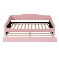 Space-Saving Upholstered Daybed with Twin Size Thurdle, Ideal Sofa Bed for Small Apartments, 79.5" L x 44" W x 33" H, Pink(m-9)