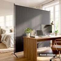 Outsunny Outdoor Privacy Screen, 5.9FT Tall Room Divider with UPF30+ Protection, Freestanding Privacy Panel, Dark Gray(m-6)