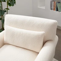 Luxurious Accent Chair with Circular Armrests and Ergonomic Lumbar Support, Cozy Lounger for Living Rooms, 36.5" L x 37.5" W x 32.5" H, Beige(m-9)