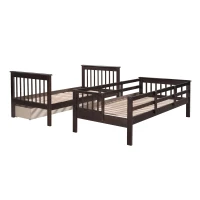 Practical Twin-Over-Twin Bunk Bed with Staircase Storage, Ideal Convertible Bunk Bed for Dorms, Children Bedrooms, 94" L x 42.5" W x 62" H, Espresso(m-8)