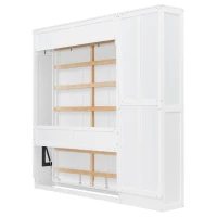 Space-Saving Murphy Bed with Foldable Mechanism, Ideal Wall Bed for Guest Room, Home Office, or Home Gym, 94" L x 15.5" W x 88.5" H, White(m-11)