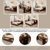 Modern Daybed with Removable Desk and Bottom Drawer, Multi-Functional Sofa Bed for Compact Apartments, 76.5" L x 65.5" W x 25.5" H, Espresso(m-4)