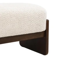 Elegant Bouclé Ottoman Bench with Dark Rubberwood Legs, Soft Rectangular Footrest for Living Room, 64'' L x 18.5'' W x 18.5'' H, Beige+Brown(m-6)