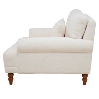 Luxurious Accent Chair with Circular Armrests and Ergonomic Lumbar Support, Cozy Lounger for Living Rooms, 36.5" L x 37.5" W x 32.5" H, Beige(m-14)