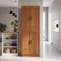 HOMCOM Freestanding Kitchen Pantry, 4-Door Kitchen Pantry Cabinet with Adjustable Shelves and Doors, Teak(m-8)