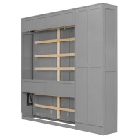 Space-Saving Murphy Bed with Foldable Mechanism, Ideal Wall Bed for Guest Room, Home Office, or Home Gym, 94" L x 15.5" W x 88.5" H, Gray(m-12)