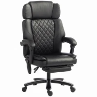 HOMCOM Massage Office Chair with Heat, 400lbs Heavy Duty Desk Chair with Adjustable Headrest, Reclining, Footrest, Black(m-1)